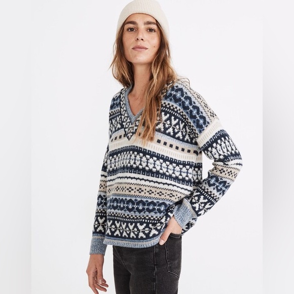 Madewell Sweaters - Madewell Forrest Fair Isle V-Neck Sweater